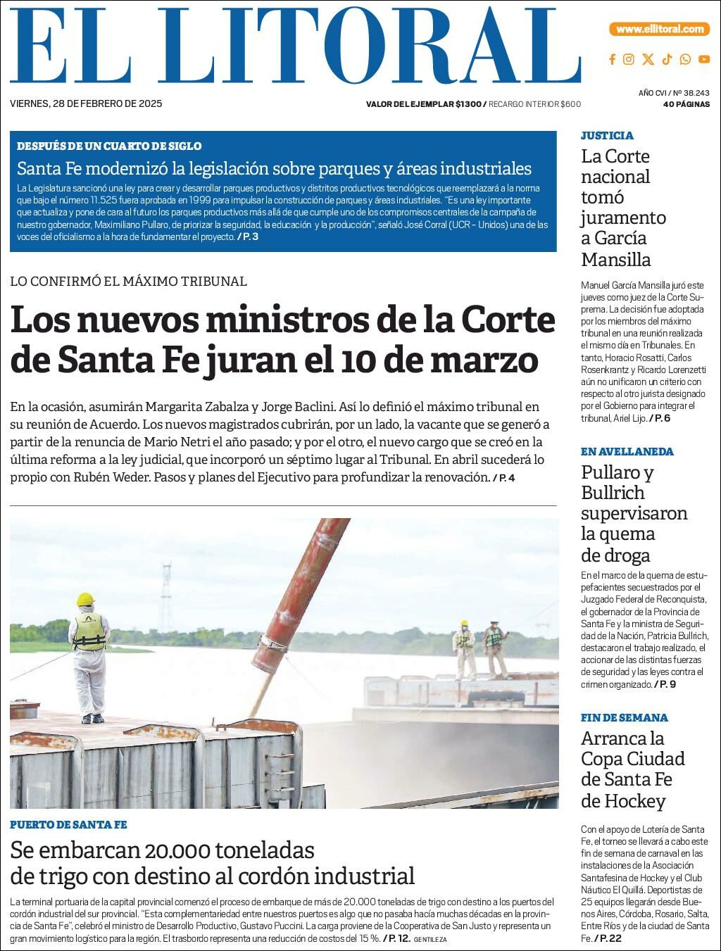 Media Panel - Developments and Systems | FM AMISTAD 93.9 MHZ - Tapa del diario El Litoral